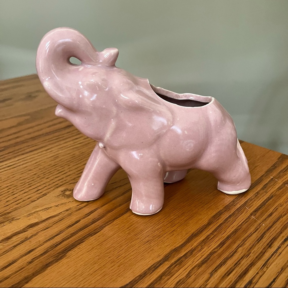 Vintage Pink Elephant Planter